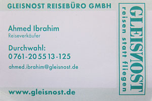 Reisebüro GLEISNOST, Freiburg, Ahmed Ibrahim